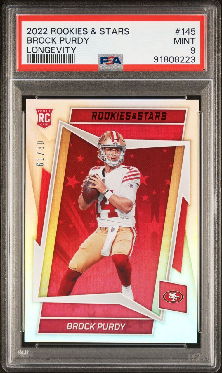 2022 Rookies & Stars Brock Purdy Longevity Silver /80 #145 PSA 9 San Francisco 49ers