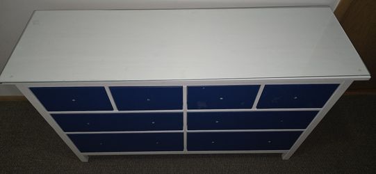 8-drawer dresser, white stain, 63x37 3/4
