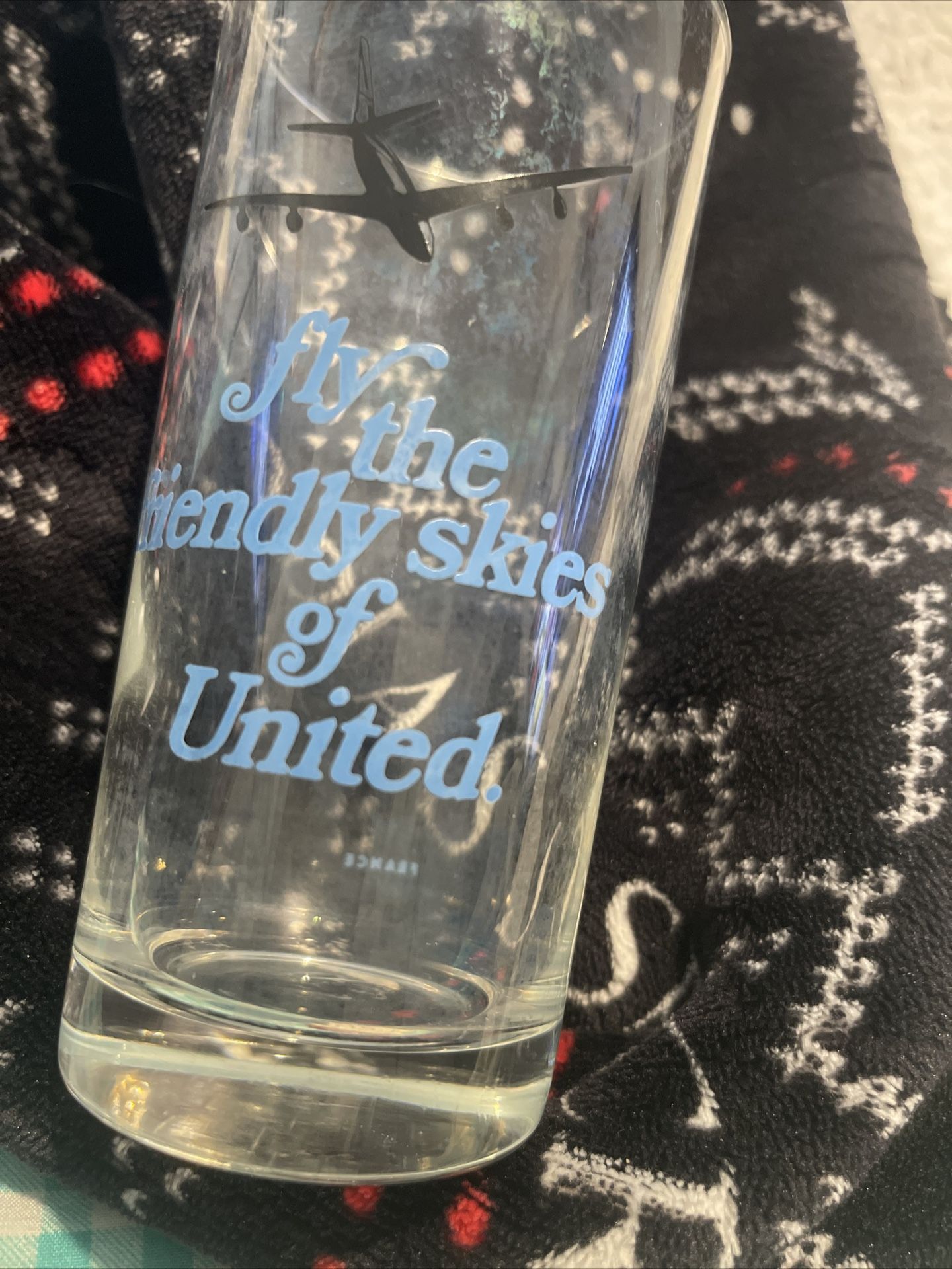 Vintage fly The Friendly Skies Of United Clear Glass