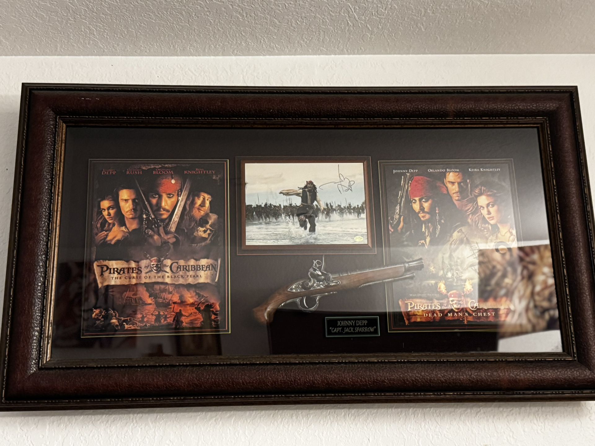 Framed Piece of Pirates of The Caribbean Movie Memorabilia. Never Used