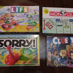 Lot Of 4 Boardgames Sorry,life,clue,monopoly 