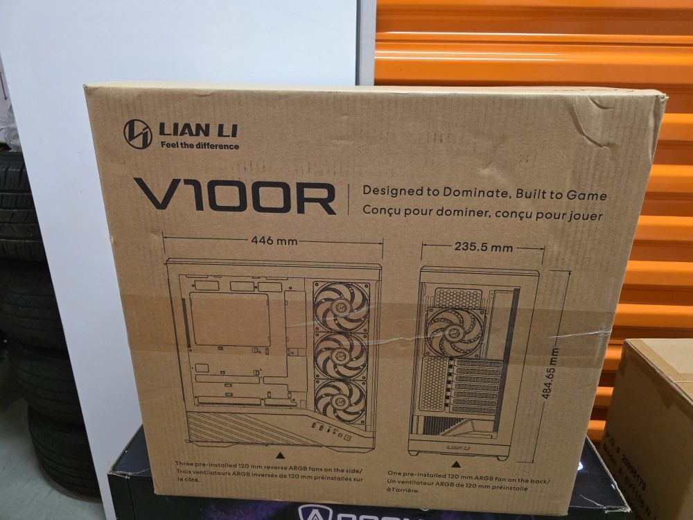 Lian Li V100 ATX Mid-Tower PC Case, 4 x 120mm ARGB PWM Fans Pre-Installed, LED RGB Strip, Display Platform with Tempered Glass, Support 420mm GPUs, 36