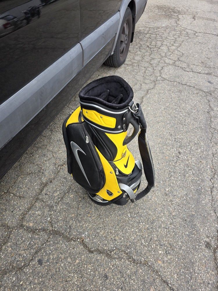 Nike Sasquatch Staff golf Bag Black And Yellow

Pre owned with normal signs of usage.  Few scuffs and scratches. 

Overall condition is good