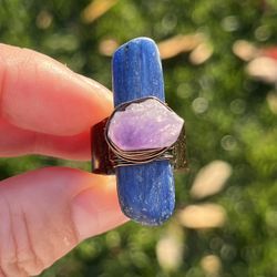 Copper amethyst kainite ring size 6, size 7
