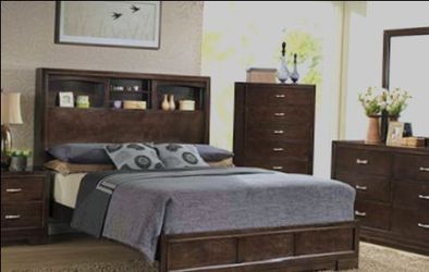 Wood Bourbon Bed with Dresser - New