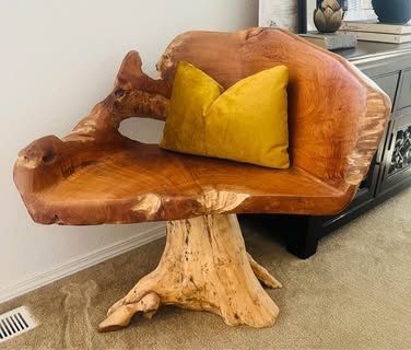 Solid Wood Root Side Chair - Vintage Handcrafted Tree Trunk