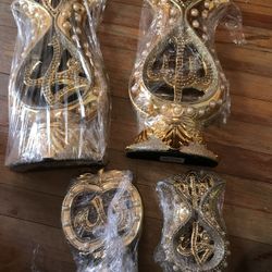 Ramadan House  Decor Beautiful design Gold Glass With Beads And Arabica Words  Please Check My Other Listings 