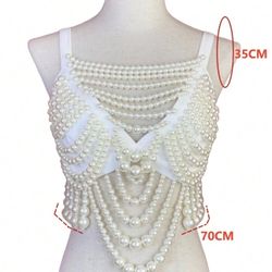 Luxury Crystal Silver Necklace For Bridal Exaggerated Jewelry For Party Accessories Handmade Luxury Layered Pearl Women's Camisole Top Hand Knotted Fa