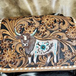 Brand New Tooled Leather Cowhide Backpack – Handcrafted – Never Used