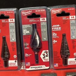 3 MILWAUKEE STEP DRILL BIT 2#4 And #9    All 3 Drill For $75
