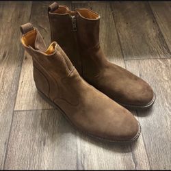 Allen Edmonds Men's Discovery Moto Boots Sz 9.5 Suede Side Zip Brown