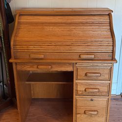 Light Wood Roll Top Desk 