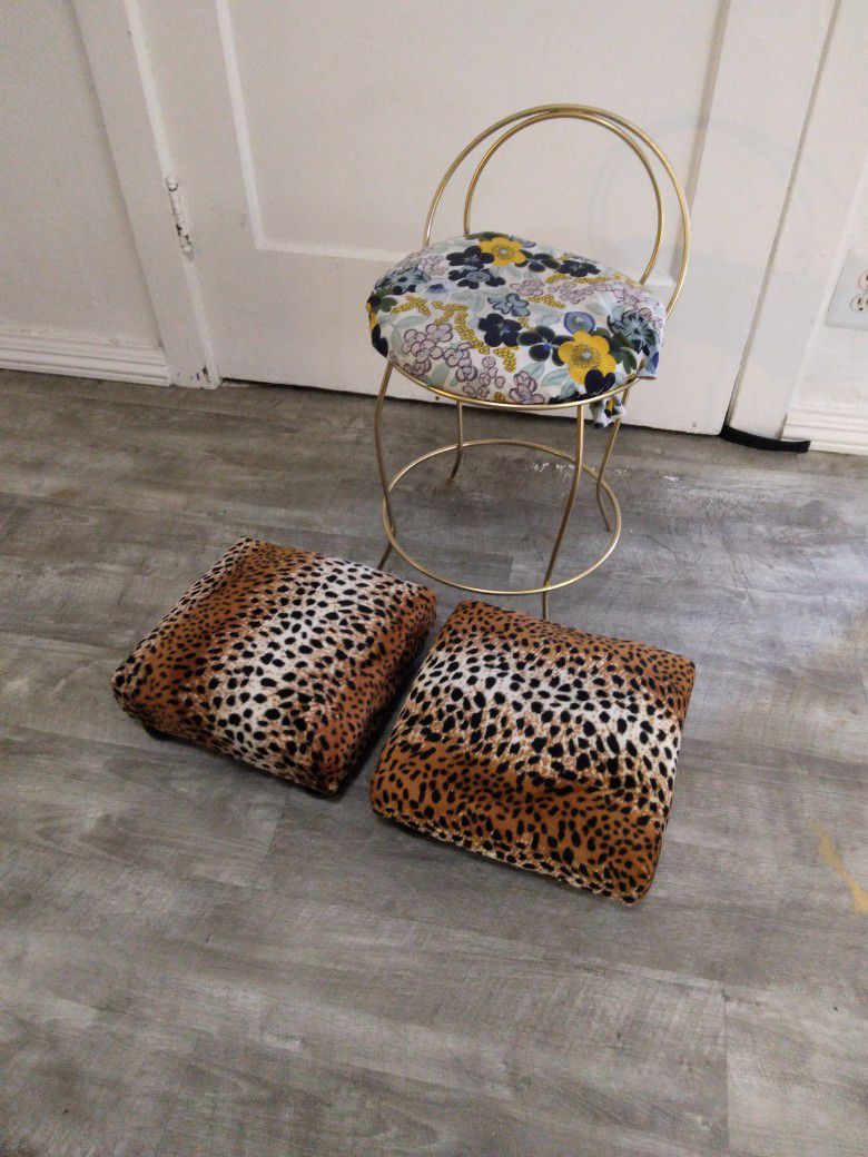 Leopard Small Stool Seats.and Lil Gold Chair..take All For $15