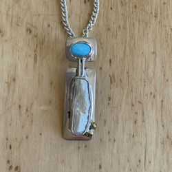 Sterling Silver Pendant with Turquoise & Pearl Thumbnail