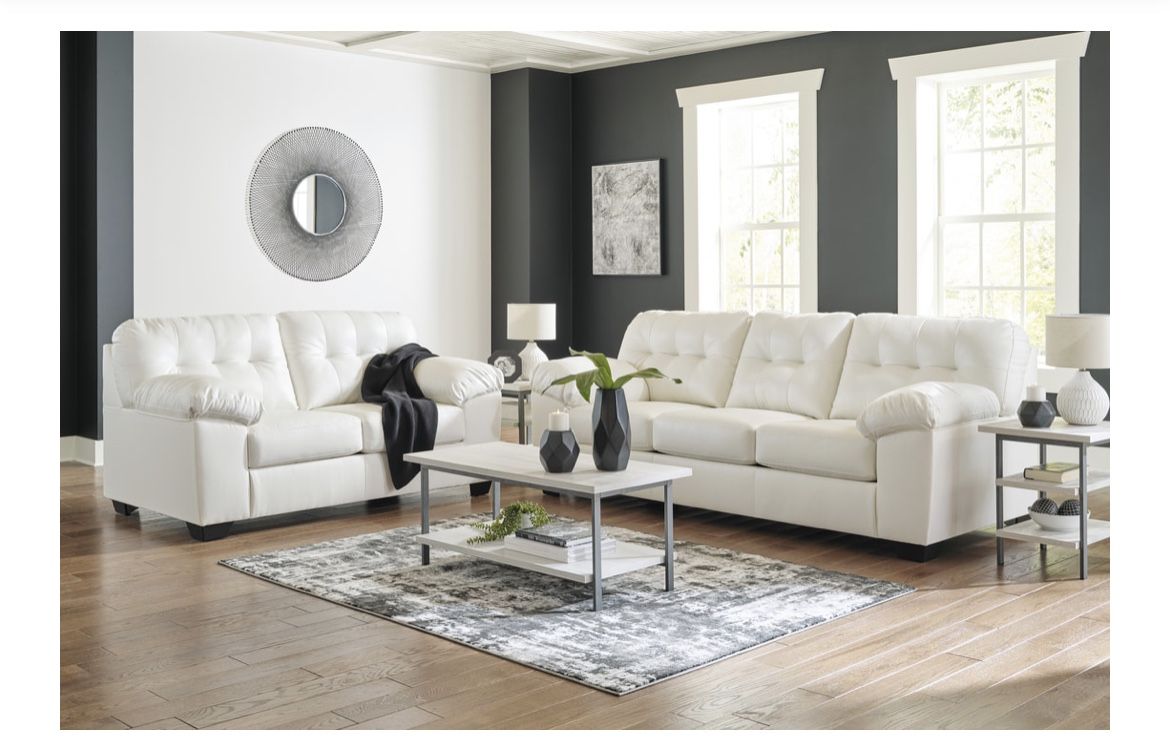 White Sofa & Loveseat Set