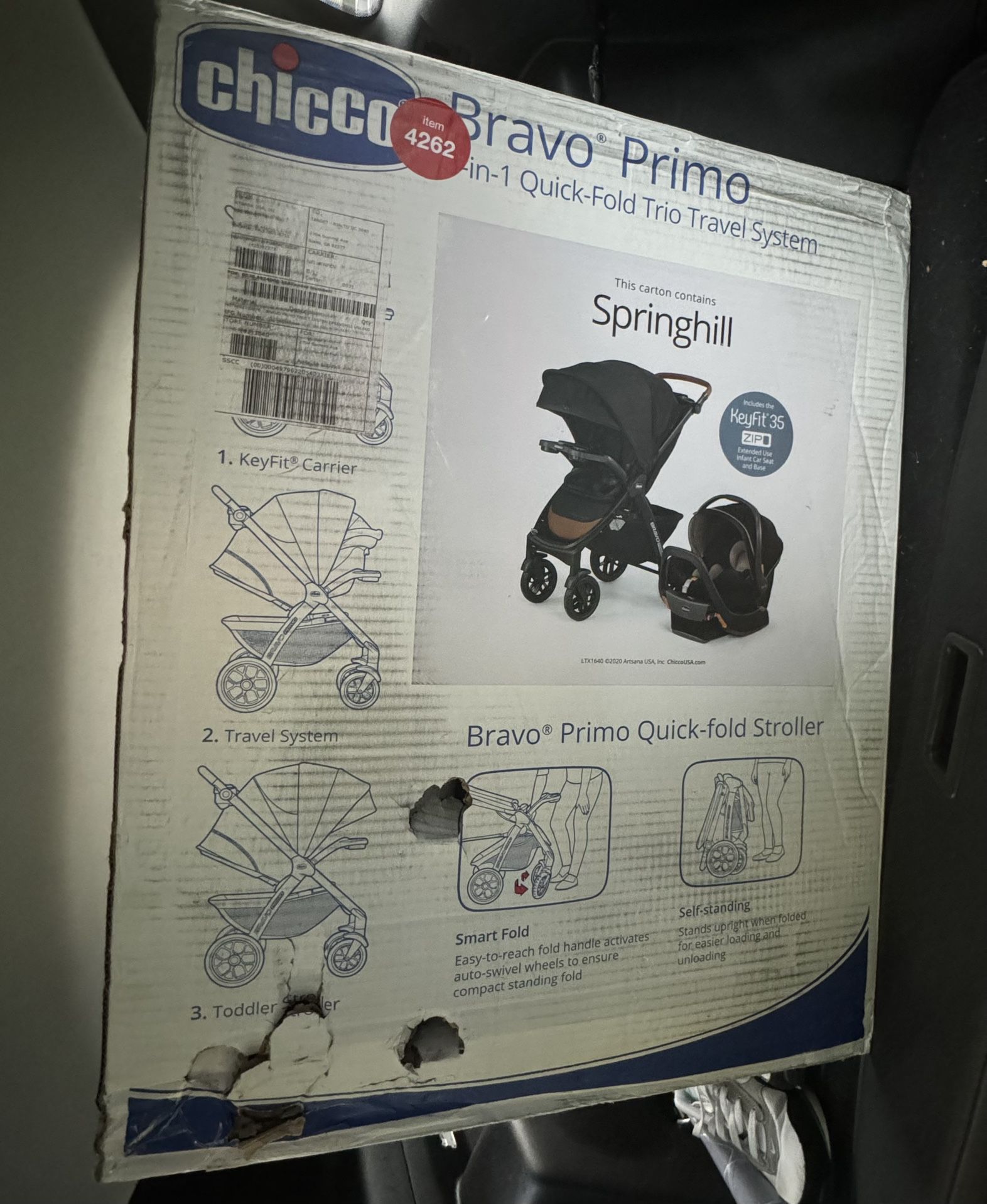 Chicco Bravo Primo Trio Stroller Travel System, Springhill