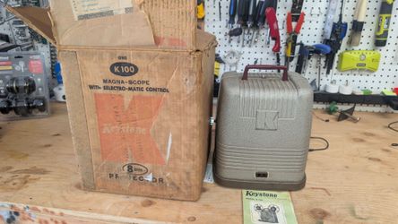 Keystone K-100 8mm home movie projector, complete with the original Keystone instruction manual