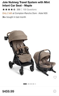 Joie Nutmeg Travel System with Mint Infant Car Seat - Maple