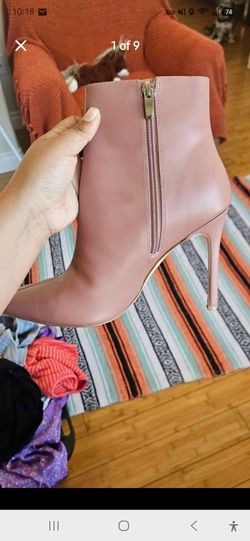 Pink Stiletto Ankle Boot with Gold Zipper
