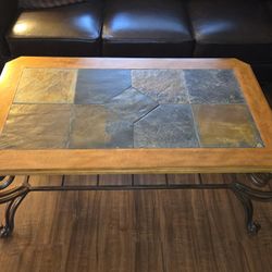 Nice Metal/Slate Coffee Table And End Tables