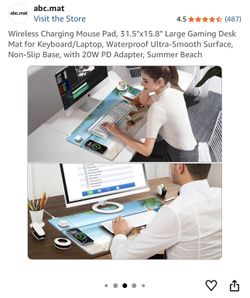 Wireless Charging Mouse Pad, 31.5"x15.8" Large Gaming Desk Mat