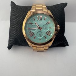Fossil FS540 Chronograph Women’s Watch Turquoise Dial Rose Gold Tone Stainless Steel 44mm