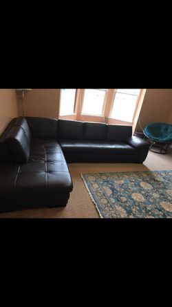 Real Leather Black Couch