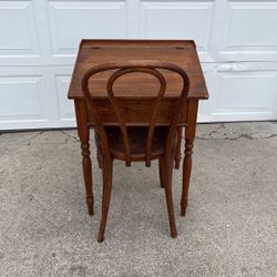 Vintage/ Antique Desk With 16 1/2” Wide Solid Plank Top All Wood 31 1/2” Tall