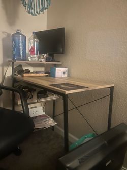 Desk, tv, vacuum