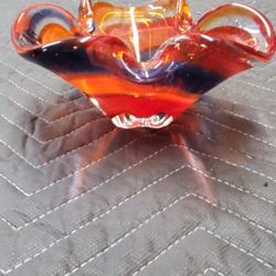 Murano Glass Red Purple Vintage Bowl
