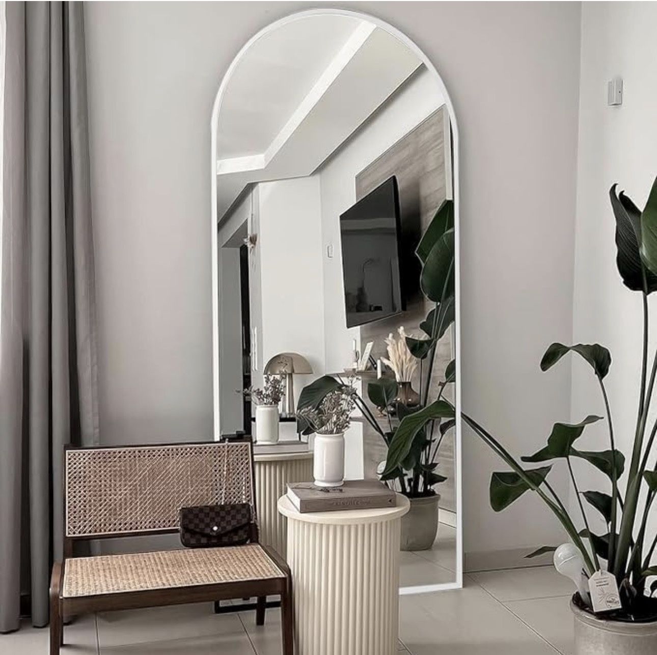 TinyTimes 70''x26'' Full Length Mirror, Large Arched Floor Mirror with Stand, Oversized Wall Mirror, Full Body Mirrors Standing Leaning for Living Roo