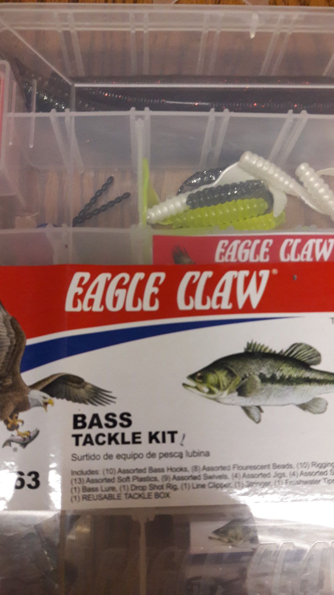 Eagle claw bass tackle fishing kit 63 pc new for Sale in