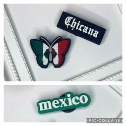 Mexico Chicana Mexican Flag Butterfly Shoe Charms