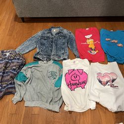 Vintage Sweatshirts And Acid Wash Jacket