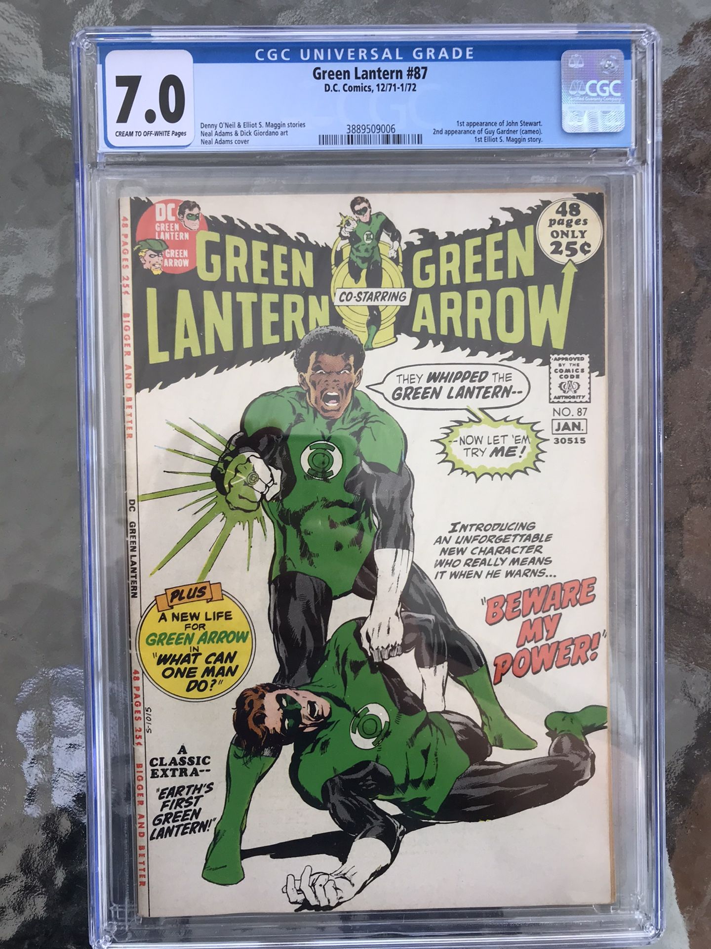Green Lantern #87 (1971) CGC 7.0 — 1st John Stewart; 2nd Guy Gardner Appearance
