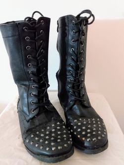 Women's Torrid Black Studded Biker Combat Boots 