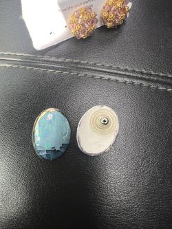 Vintage Aqua Gold Trim Earrings