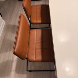 Brown Leather Stools 2 