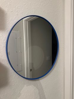 Round Wall Mirror with Blue Frame
