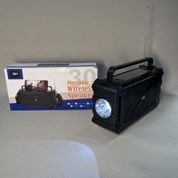Portable Solar Charging Wireless Bluetooth Speaker, FM Radio, Flashlight 