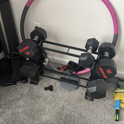 Various Dumbbells and Stand