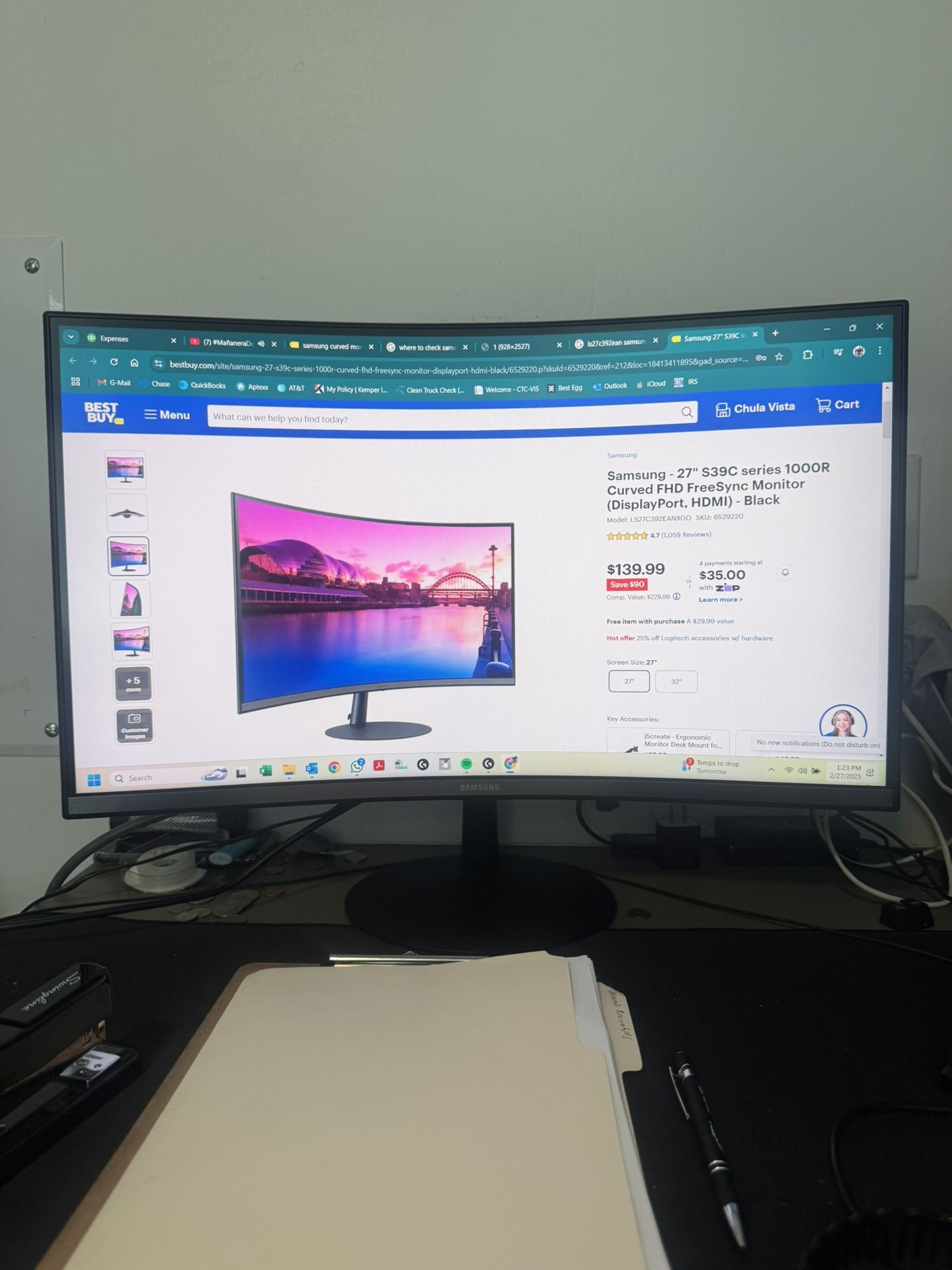 Samsung - 27'' S39C 1000R Curved FHD FreeSync Monitor