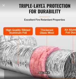 Vevor Insulated HVAC Flexible Duct 4" x 20ft R-6.0