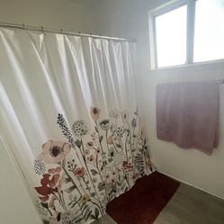 Fabric Shower Curtain $15 With Hooks 