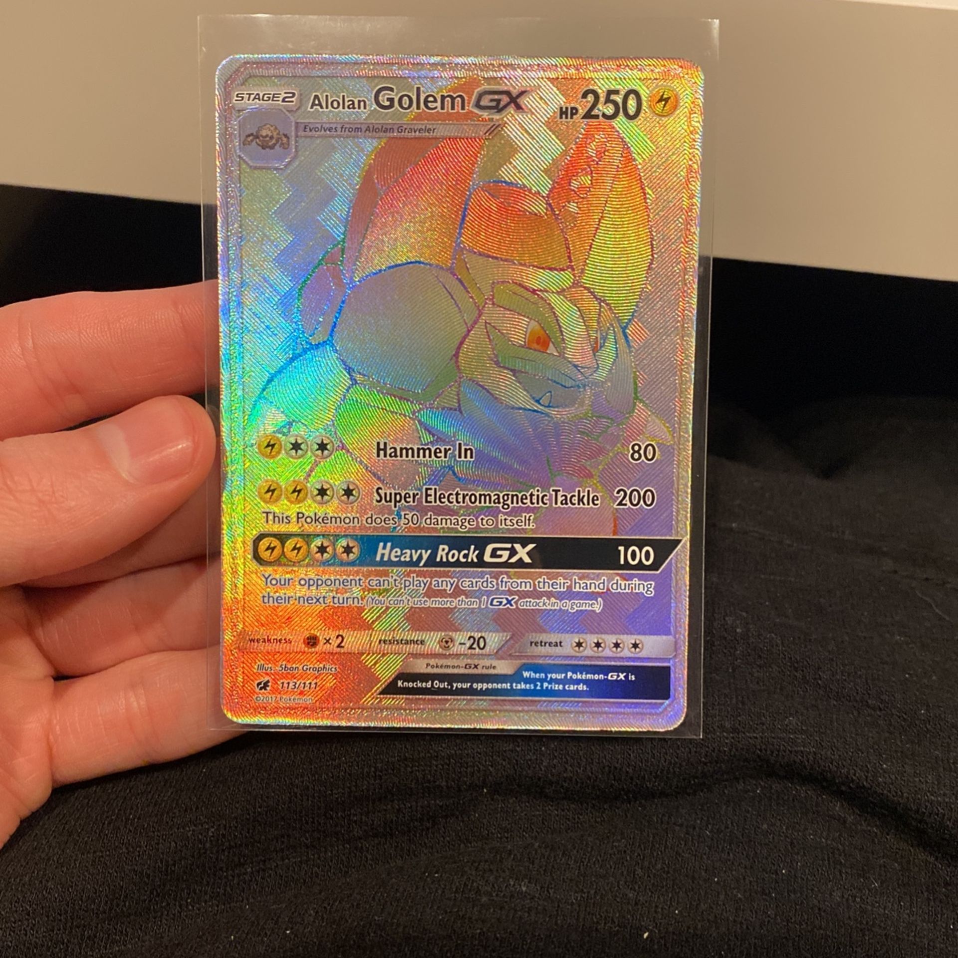 Pokemon Card Alolan Golem GX Rainbow Secret 