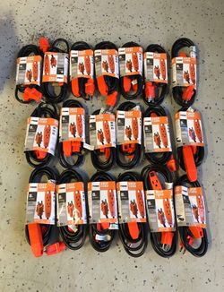 8 FT 3-Outlet Shop Cord/Cable Black and Orange Heavy Duty