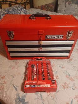 Craftsman tools and metal toolbox, brand new!