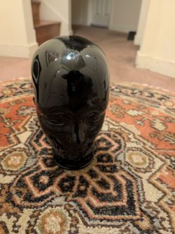 Black Glass Mannequin Head - Display Hats, Wigs - Antique