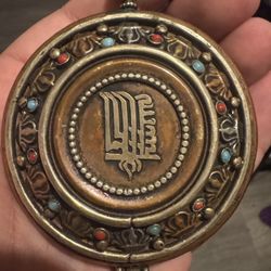 Tibetan Buddhist Nepalese Handmade Jewelry Tricolor Copper Gawu Box Pendant.