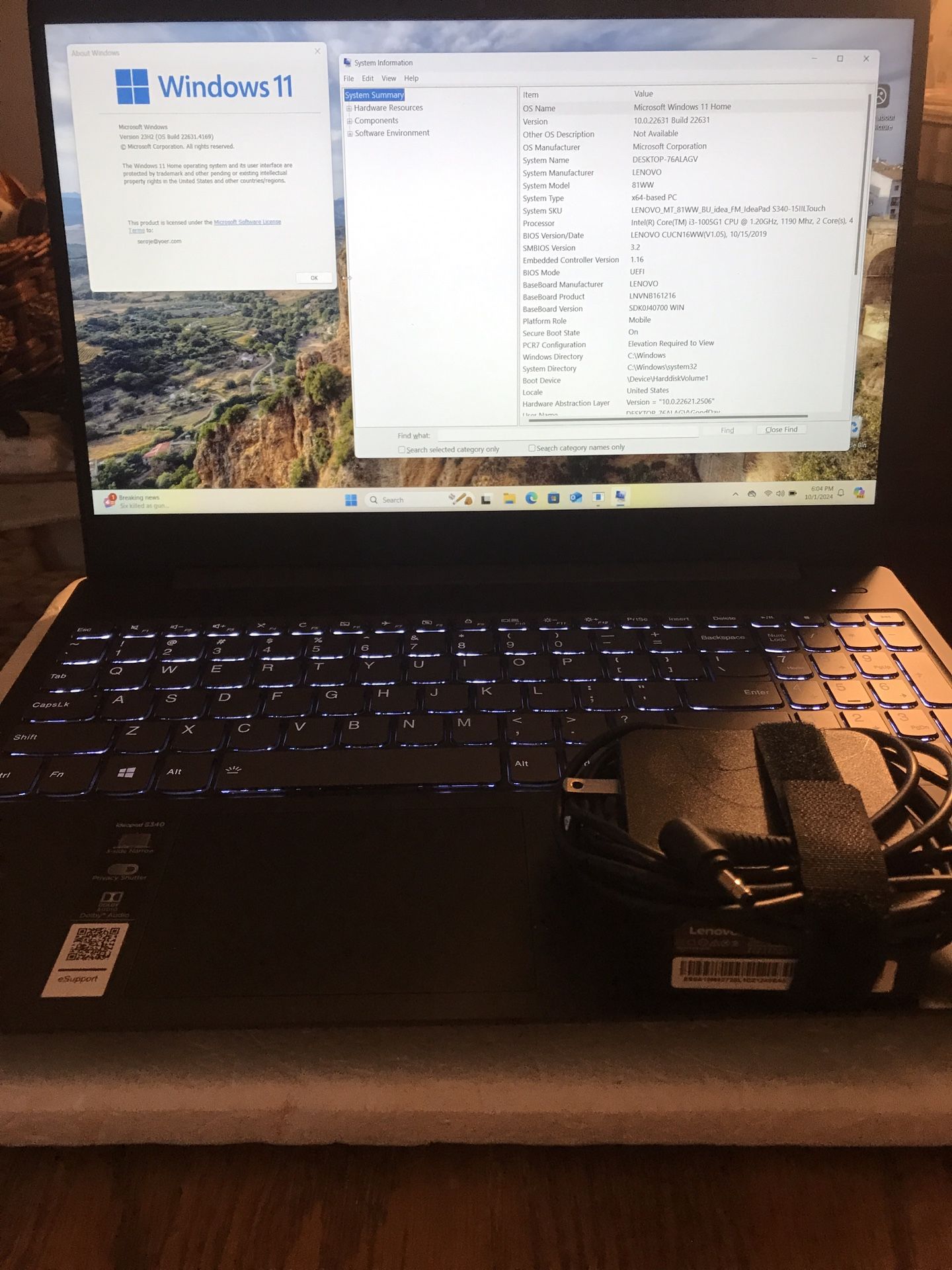15” Touchscreen Lenovo 8GB RAM 256GB SSD Storage